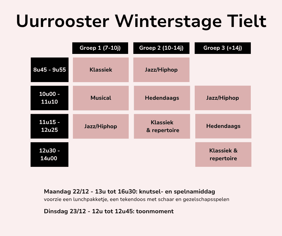 Dansstage uurrooster